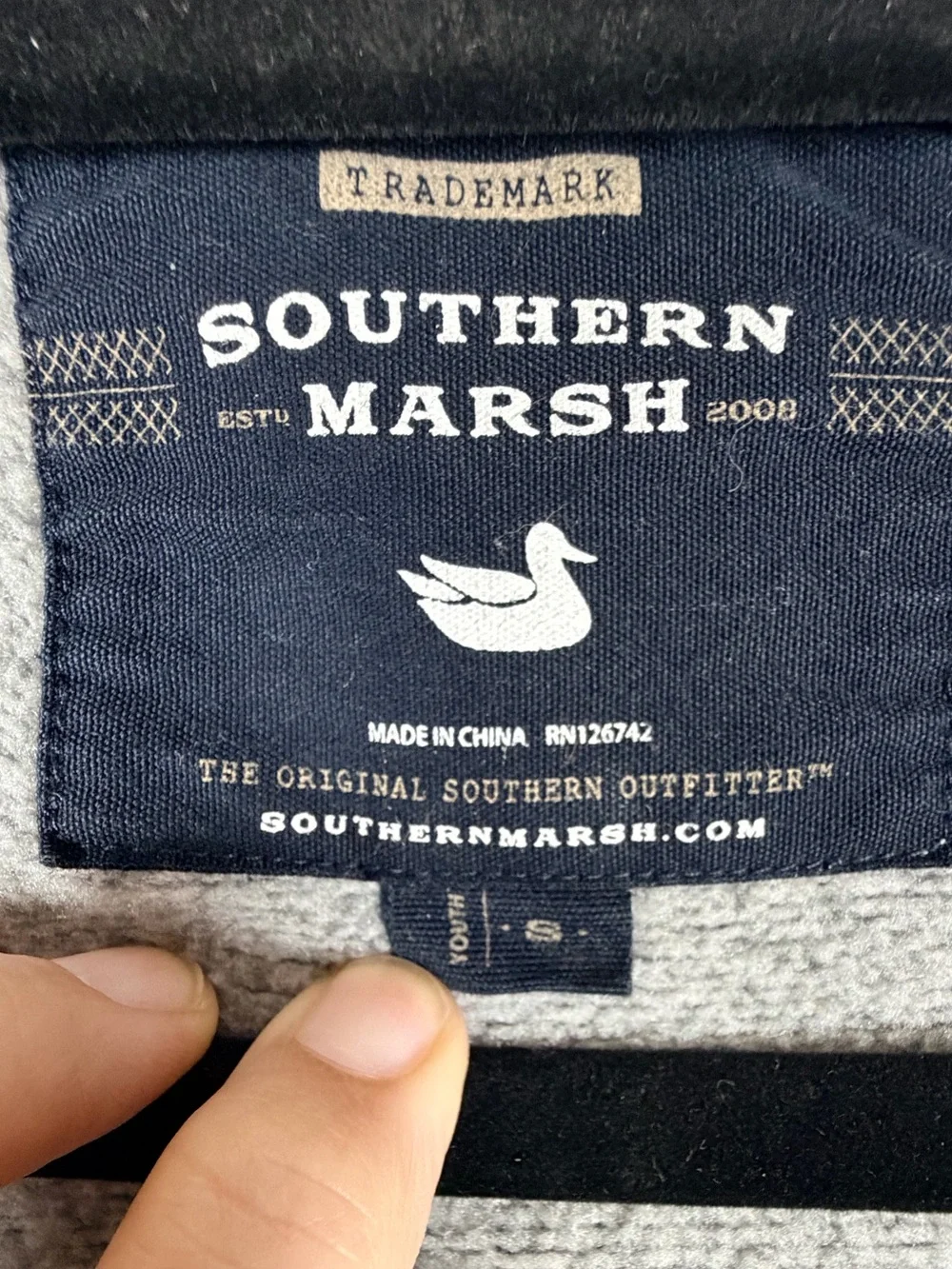 Southern Marsh sweater jacket Boy Youth S Full-Zip Light Gray Pockets Mock Neck